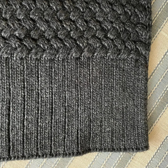 Zara Man Stylish Knit Scarf w Rib Trim Made in Turkey Charcoal Grey Sz M NWOT - Picture 3 of 7